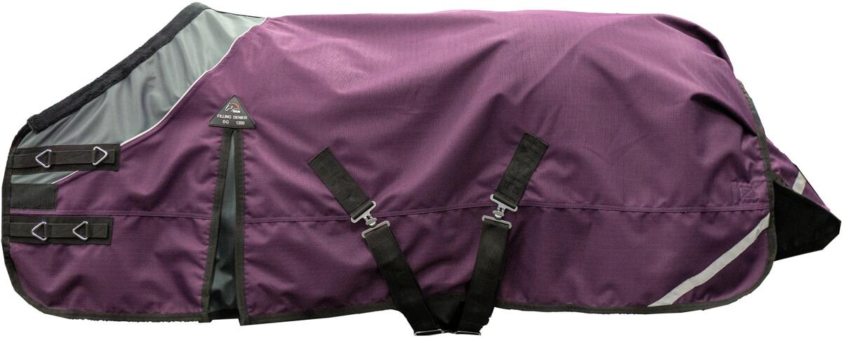 HKM Liberty Weidedecke, 1200D glattes Futter, weinrot/grau, 115cm