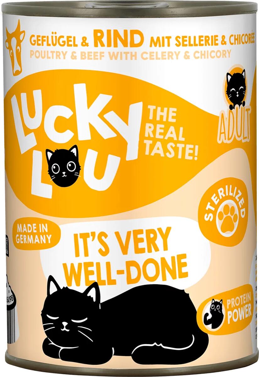 Lucky Lou Lifestage Sterilized Nassfutter mit Geflügel & Rind, 6x400g