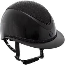 Casco da equitazione Equestro Luxury con visiera larga, strass, nero, taglia S, 52-54 cm