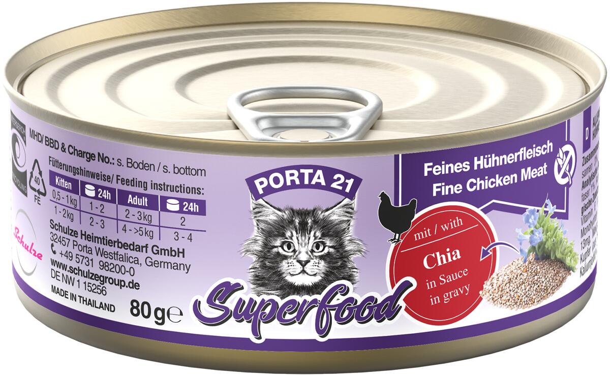 Porta21 Superfood Nassfutter, Huhn & Chiasamen, 24x80g