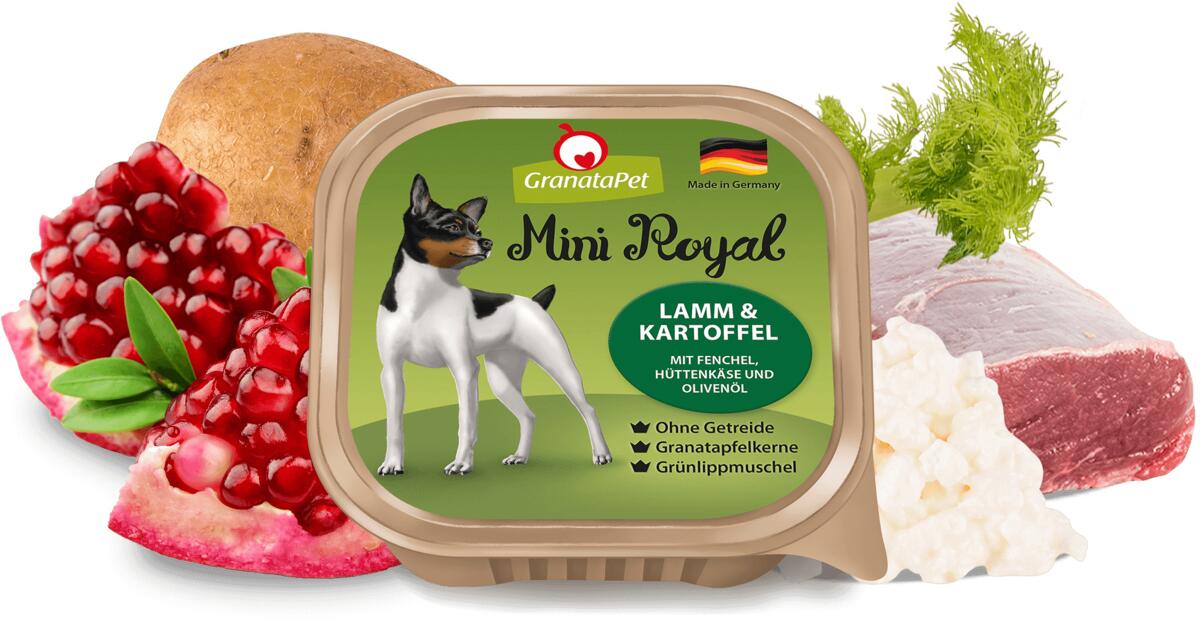 GranataPet Mini Royal Nassfutter, 11x150g, Lamm, Kartoffel & Fenchel