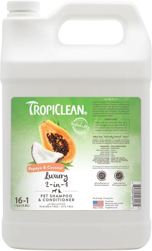 TropiClean 2-in-1 Shampoo mit Papaya & Kokosnuss, 3,78L