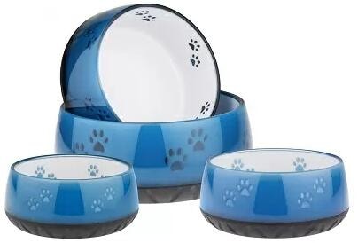 EHASO Futternapf mit Pfötchenmotiv, hellblau, 1800ml