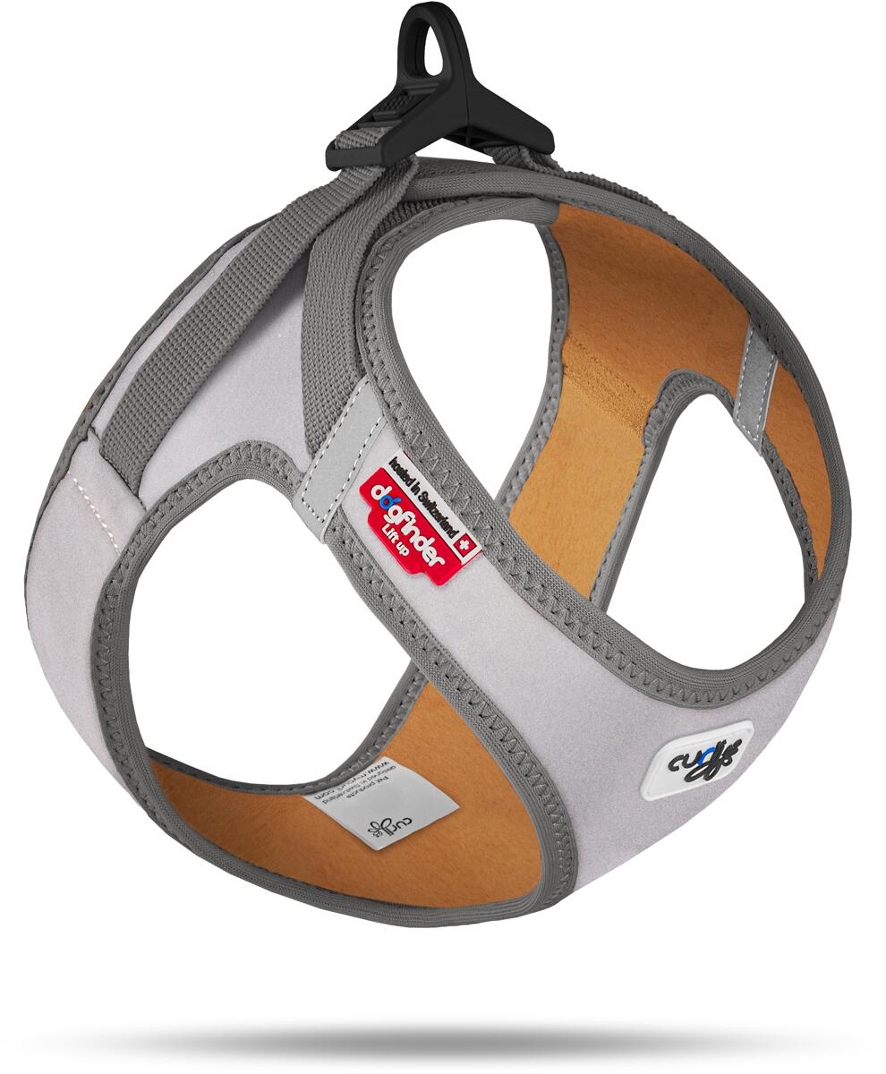 curli Clasp Glow Hundegeschirr, grau, 3XS