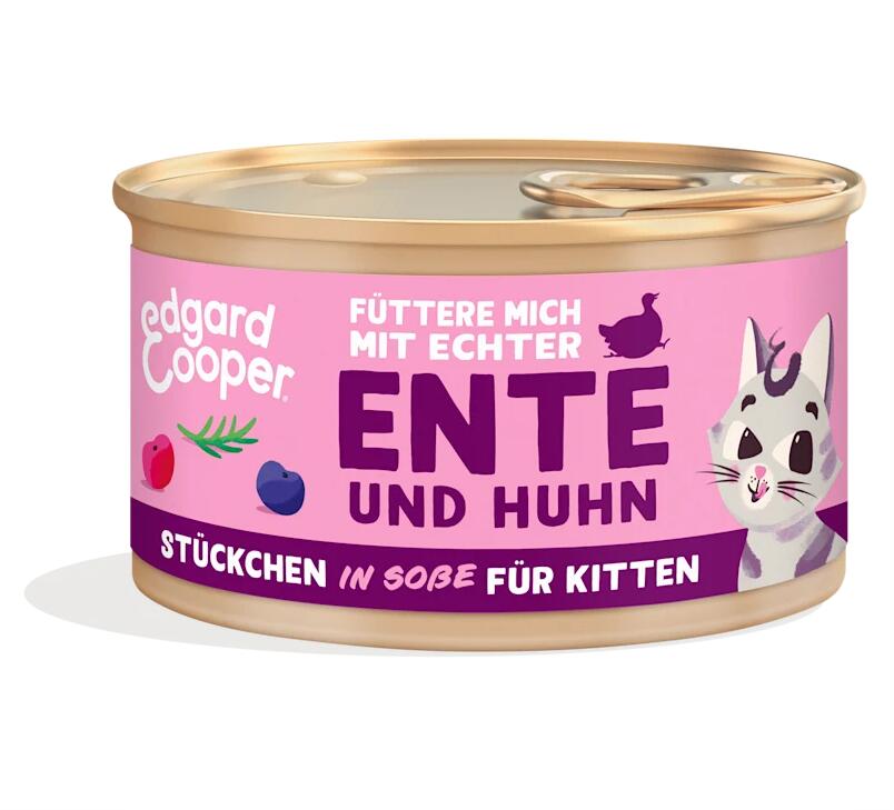 Edgard Cooper Kitten Nassfutter 18x85g, Ente & Huhn