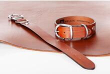 Mealson Ecoskin CollR Halsband, Cognac/Metal, 65/45, 51-57x4,5cm