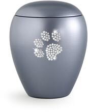 Urna per animali in ceramica Völsing, impronta di zampa realizzata con cristalli, grigio acciaio madreperla, 2,8 L