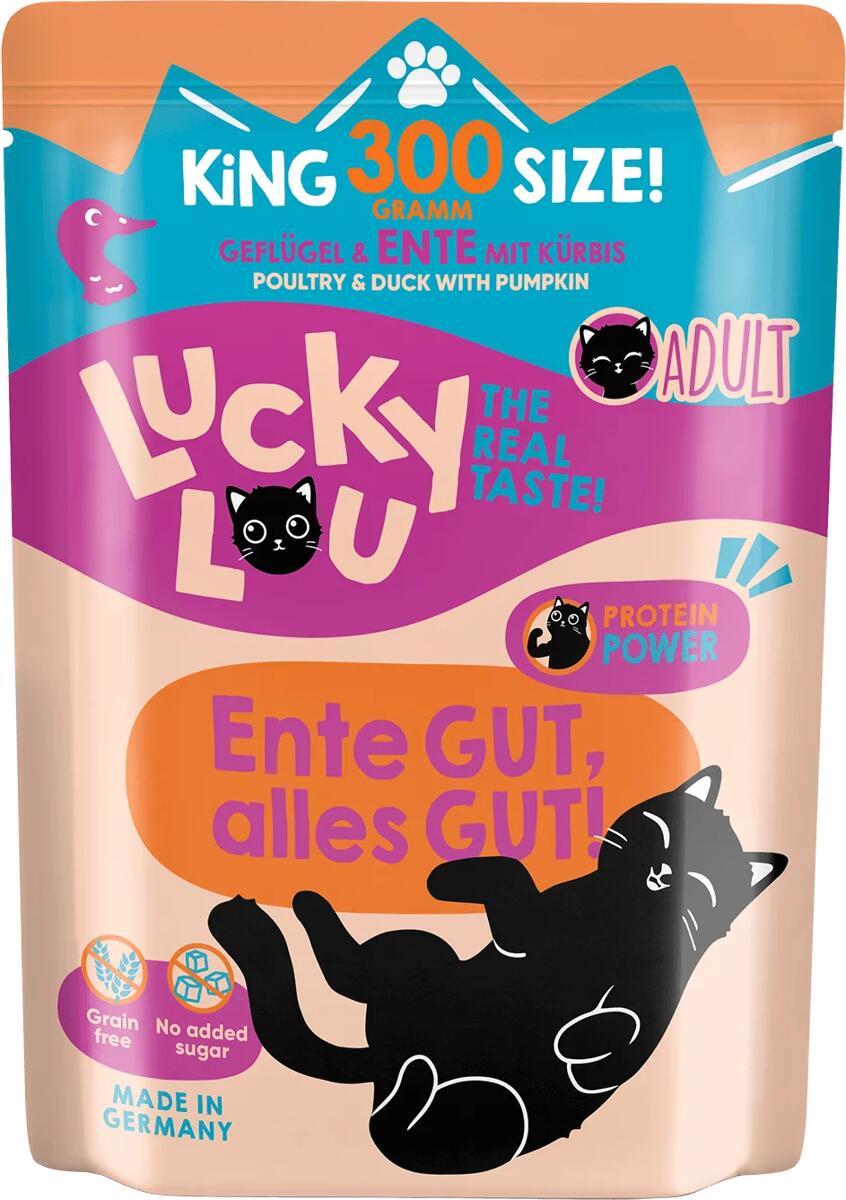 Lucky Lou Lifestage Adult Nassfutter mit Geflügel & Ente, 6x300g