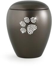 Urna per animali in ceramica Völsing, zampa in cristalli, color cioccolato madreperla, 2,8 L
