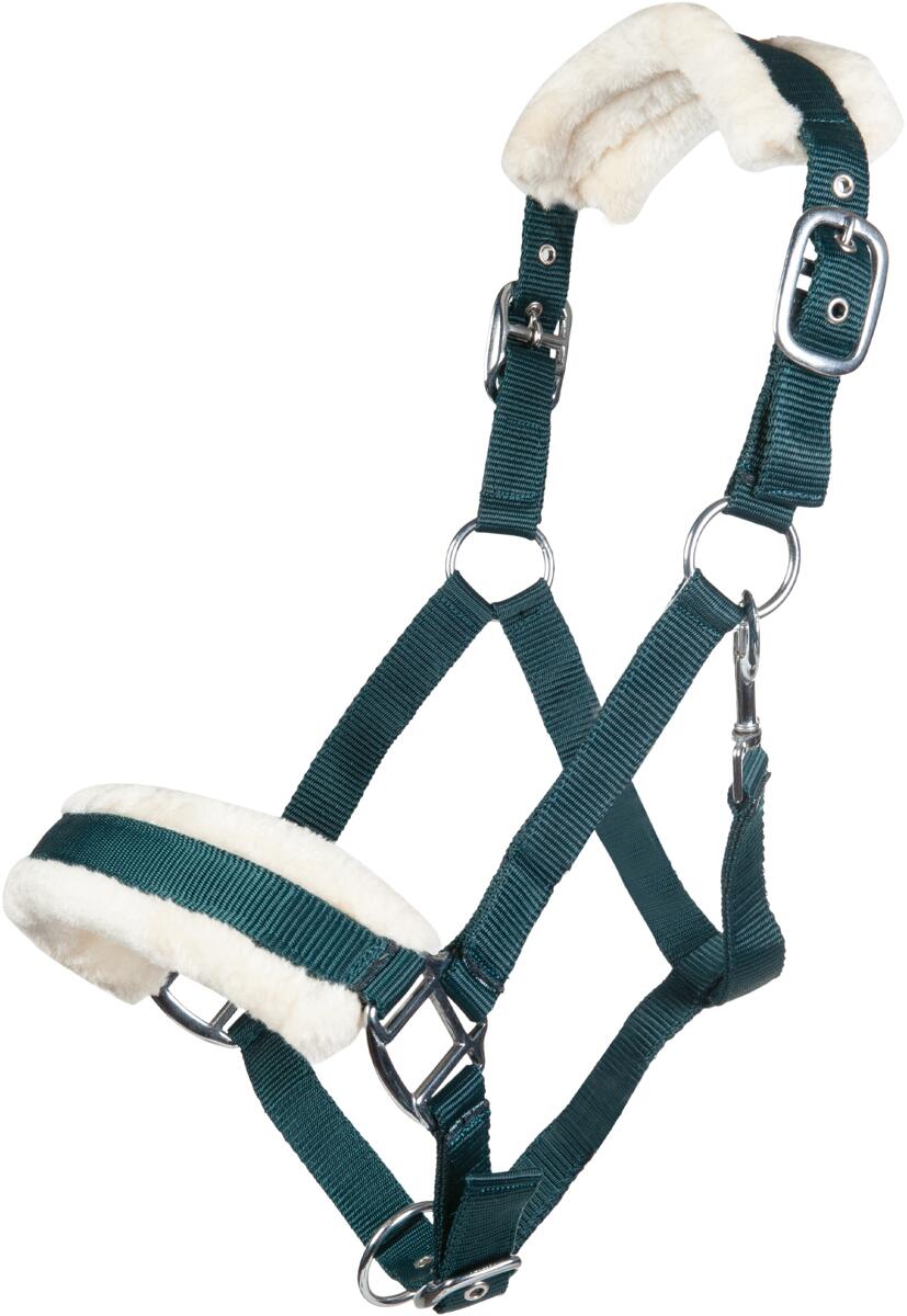 HKM Bischofshofen Halfter, Plüschpolsterung, dunkelgrün, Pony