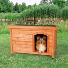Trixie natura Classic flat roof dog kennel, S-M/85x58x60cm, brown