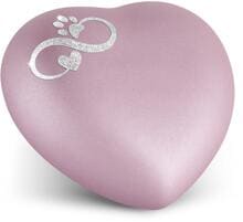 Urna per animali Völsing Herz Edition, Sparkling Star Infinity Cuore/Zampa argento, velluto rosé, 0,5 L
