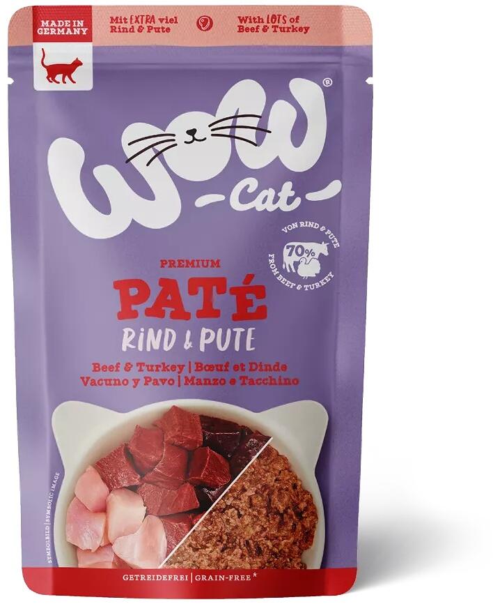 WOW Premium Paté Nassfutter, Rind & Pute, 12x125g