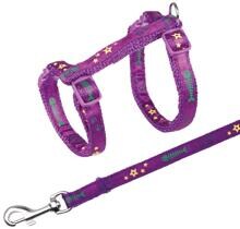 Trixie Katzengeschirr mit Leine, Motivband Fischgräte, 23–39cm/10mm, 1,20m, farblich sortiert