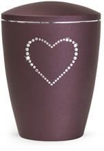 Urna per animali Völsing Elegance Edition, cuore di cristallo, velvet berry, 1,5 L