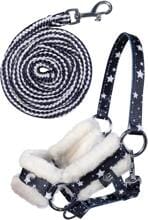 Cavezza e corda HKM Hobby Horsing, navy con motivo a stella