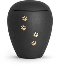 Urna per animali Völsing Verona Edition, quattro zampe con finitura dorata spazzolata, velluto nero, 2,8 L