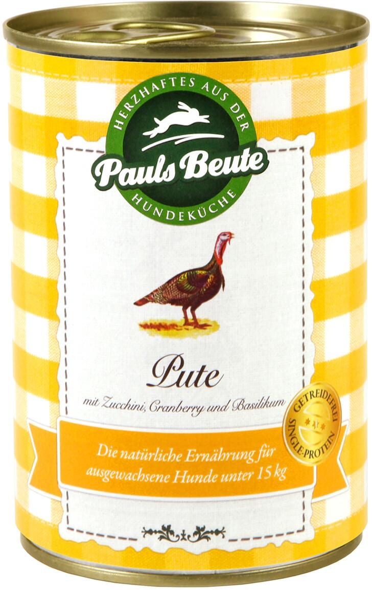 Pauls Beute Adult Small Breed Nassfutter mit Pute, 6x400g