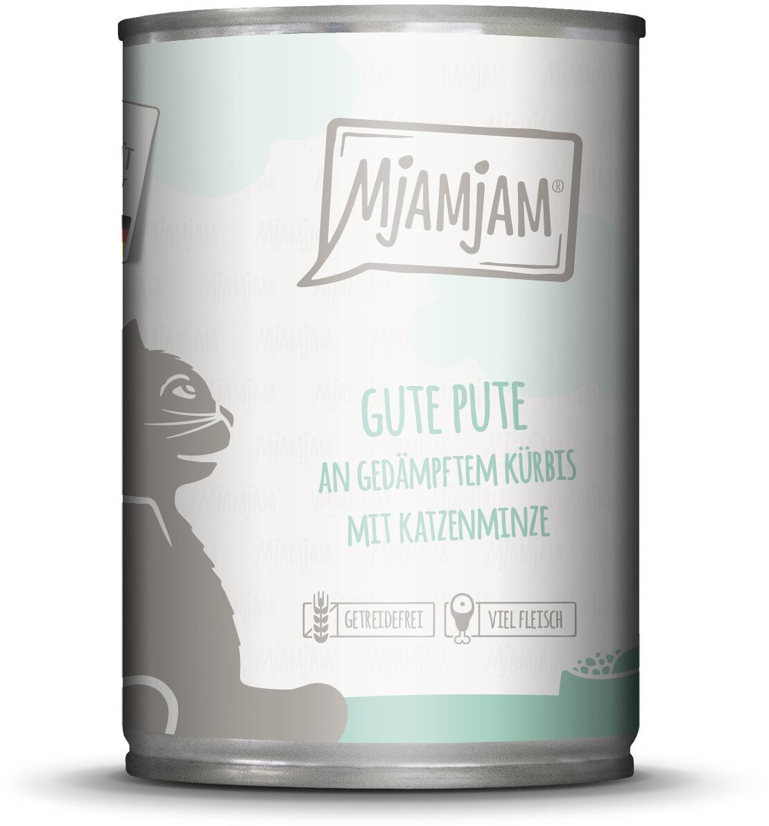 Mjamjam Katzenfutter mit Pute & Kürbis, 6x400g