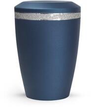 Urna per animali Völsing Glamour Edition, fascia Sparkling Glamour argento, velluto blu navy, 1,5 L