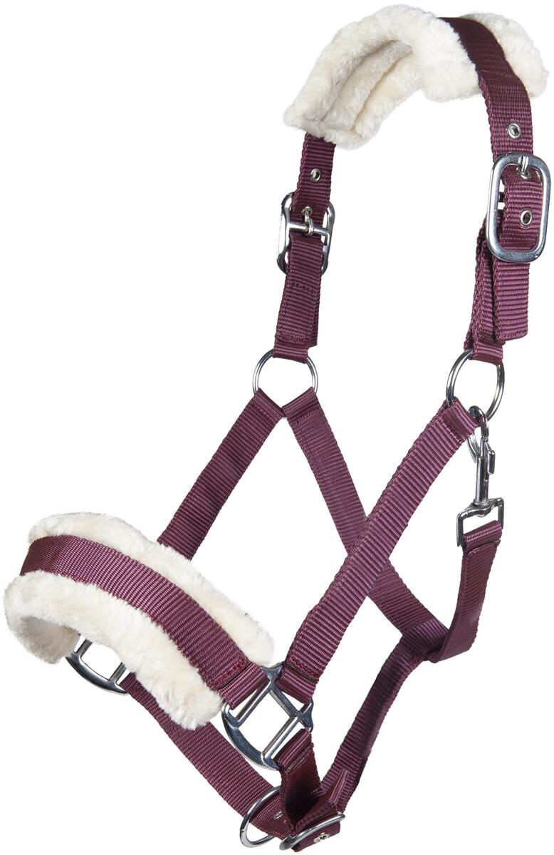 HKM Bischofshofen Halfter, Plüschpolsterung, weinrot, Vollblut