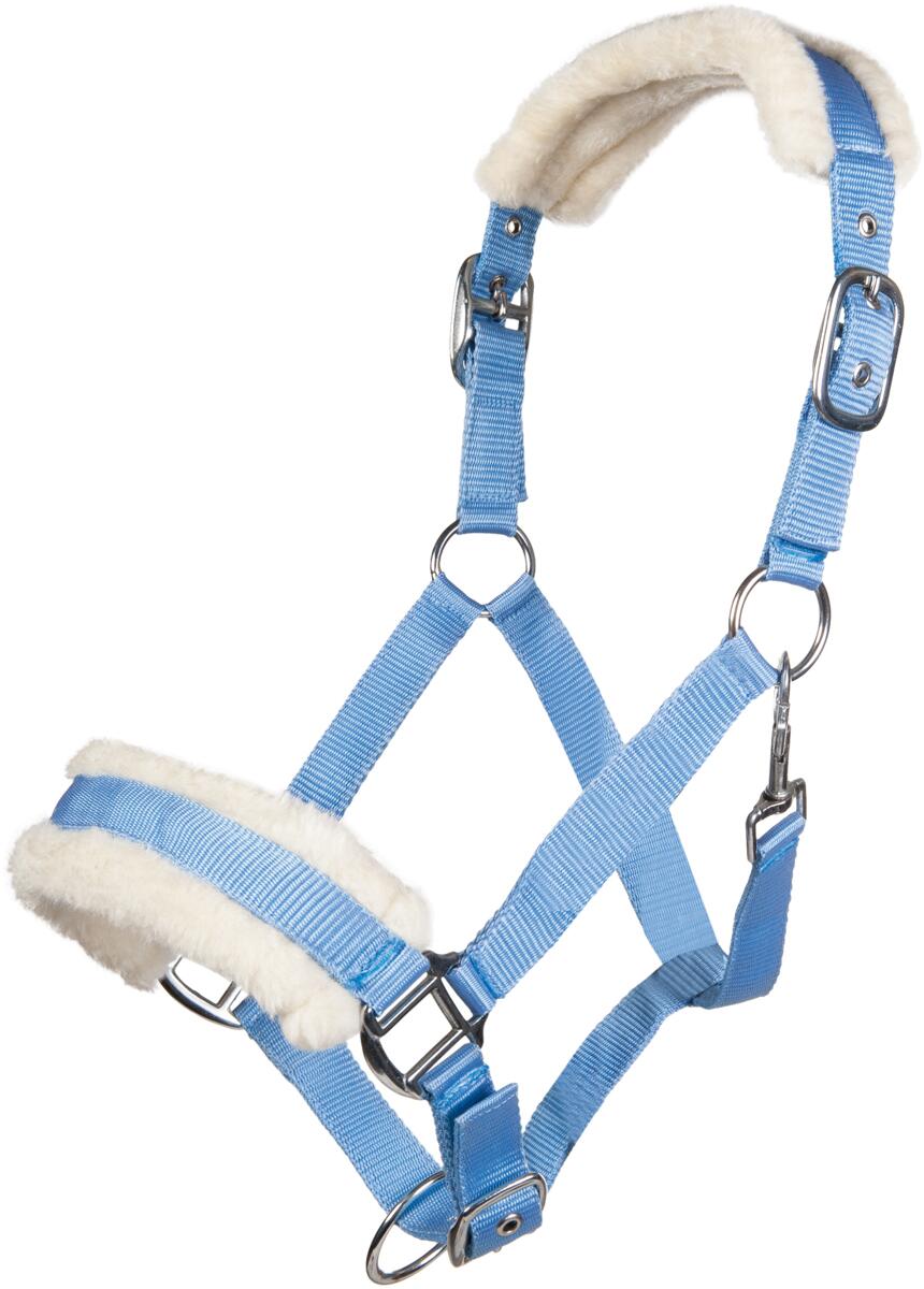 HKM Bischofshofen Halfter, Plüschpolsterung, babyblau, Vollblut