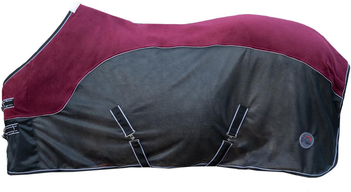HKM Comfort Fleece Fliegendecke, dunkelrot/schwarz, 115cm