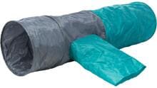 Trixie play tunnel with 4 entrances, polyester, dark grey/petrol, ø30x115cm