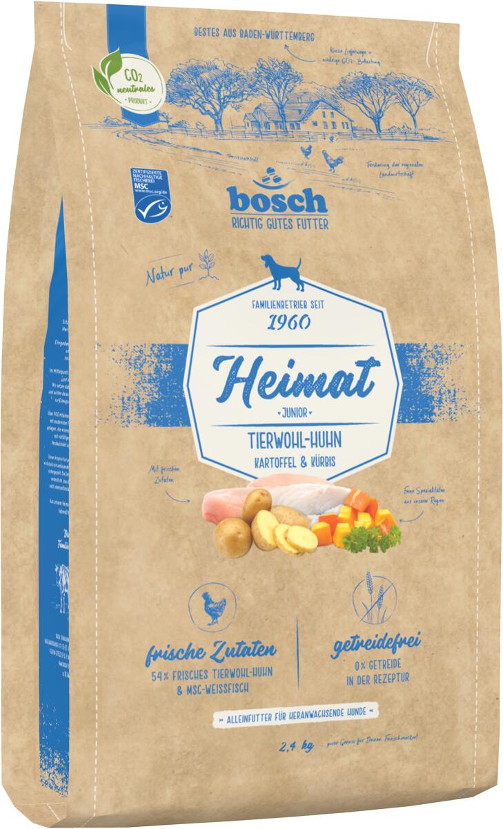 Bosch Heimat Junior Trockenfutter mit Tierwohl-Huhn & MSC-Weißfisch, 2,4kg