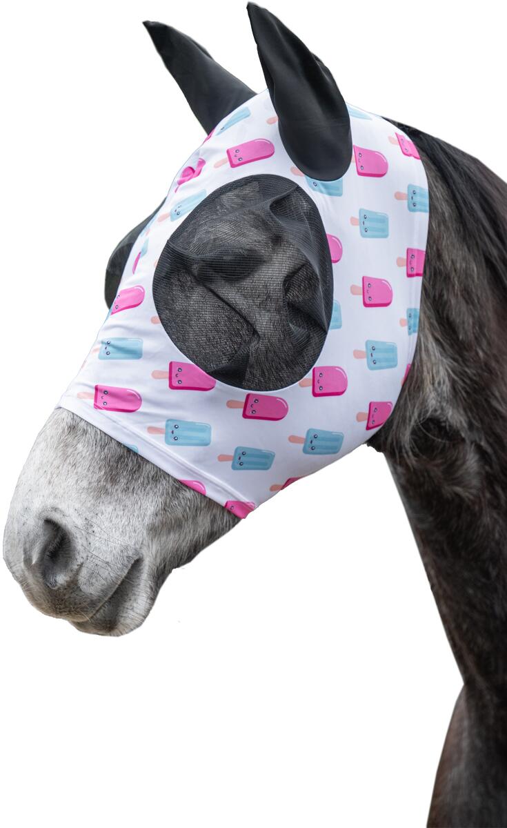 HKM Ice Cream Fliegenschutzmaske, weiß/pink, Pony