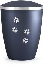Urna per animali Völsing Elegance Edition, motivo zampe argento lucido, madreperla blu notte, 2,8 L