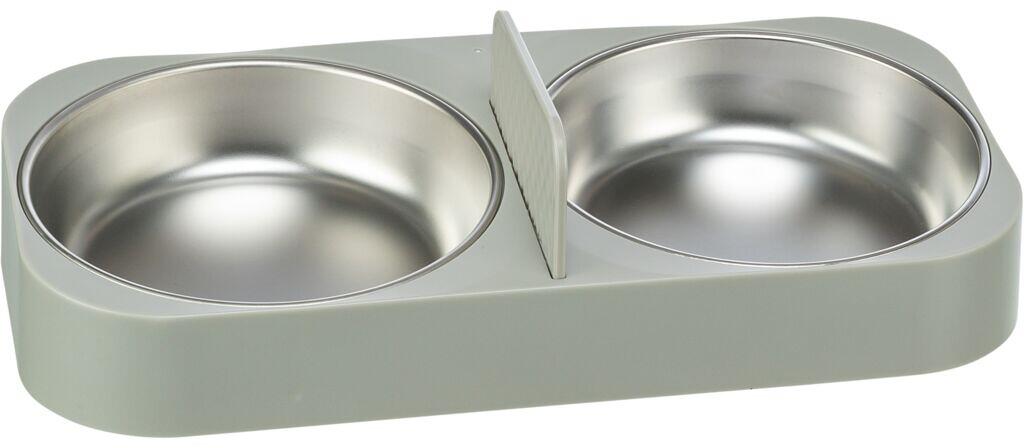 Trixie Doppelnapf Kunststoff/Edelstahl für #24347, 0,5L/32x5x16cm, weiß