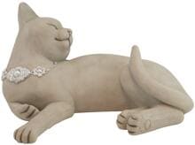Scultura di gatto Happy House, sdraiato, beige