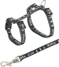 Trixie Junior kitten harness with lead, kitty cat motif, 21-33cm/8mm, 1.20m, assorted colours