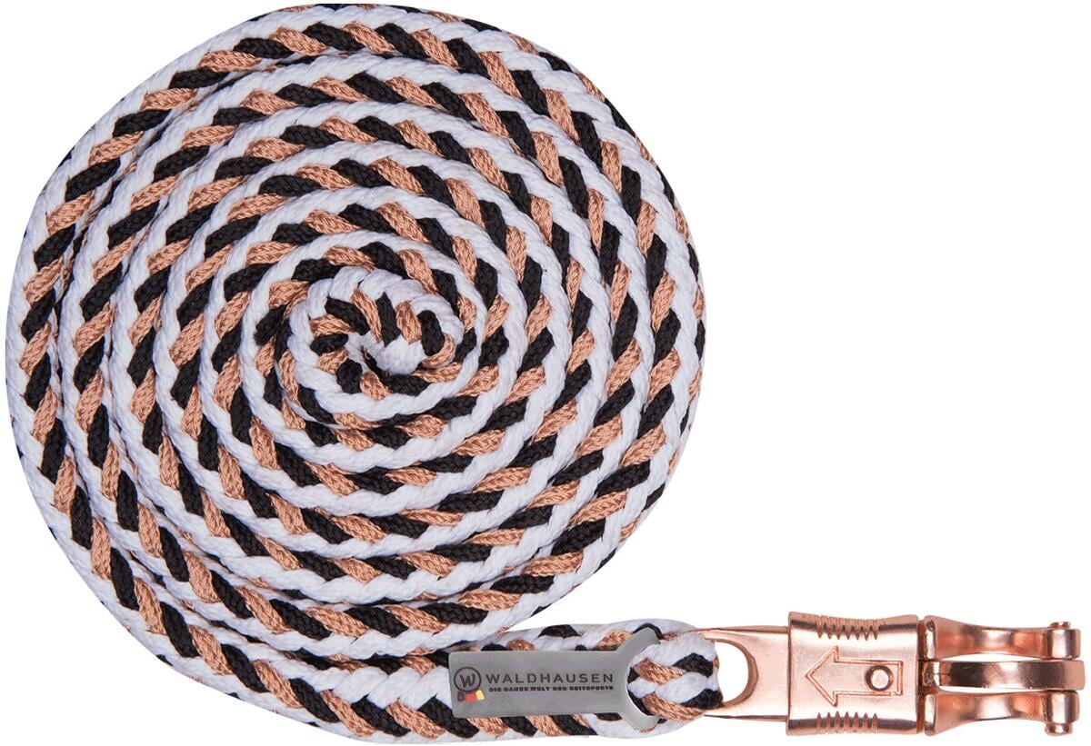Waldhausen Shine Anbindestrick, Panikhaken, schwarz/weiß/rosegold