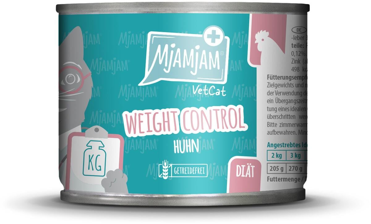 Mjamjam VetCat Weight Control Diät Katzenfutter mit Huhn, 6x200g