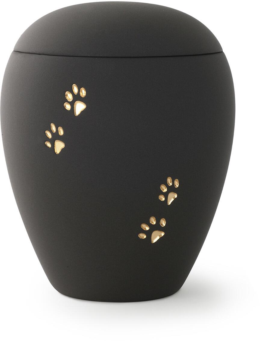 Völsing Siena Tierurne, goldene Pfötchenmotive vertieft, 2,8L, Samtton graphit