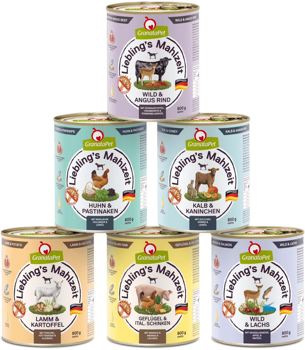 GranataPet Lieblings Mahlzeit Nassfutter Multipack I, 6x800g