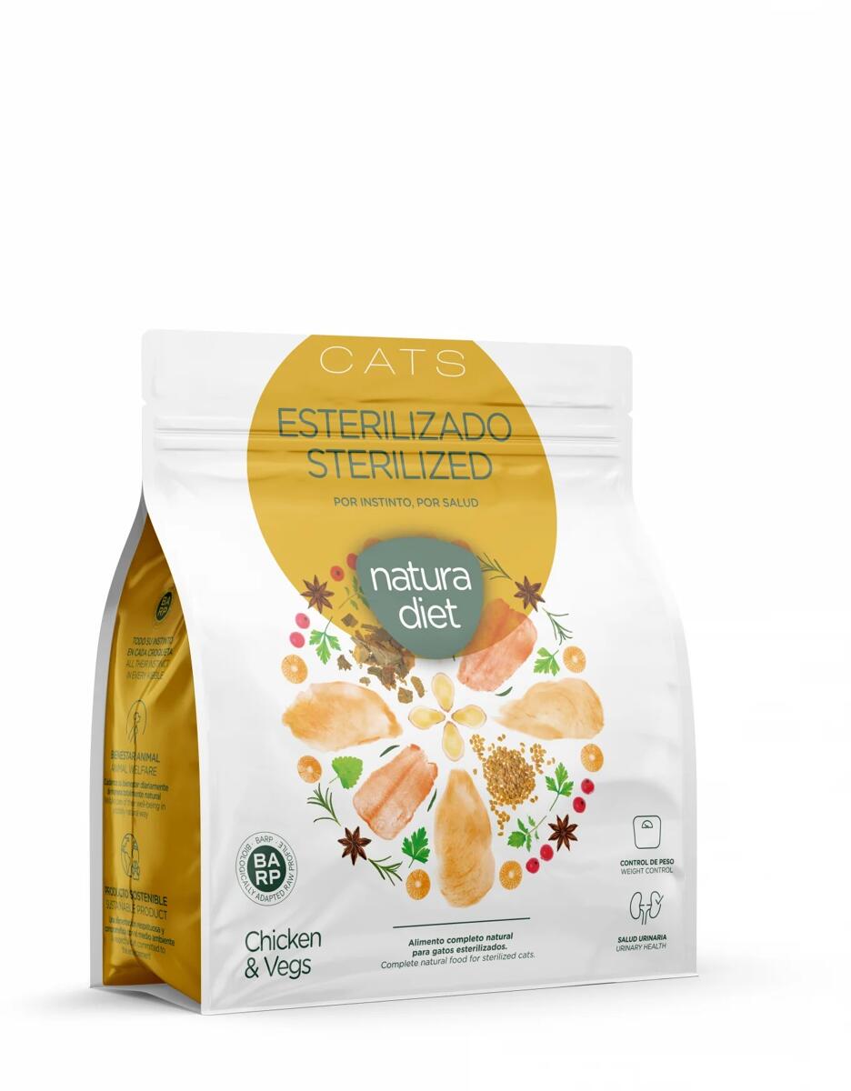 natura diet Cat Sterelized Trockenfutter, Huhn & Gemüse, 400g
