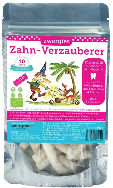 Zwergnase Zwergies Zahn-Verzauberer Hunde- & Katzensnack mit Bio Kokos, 100g