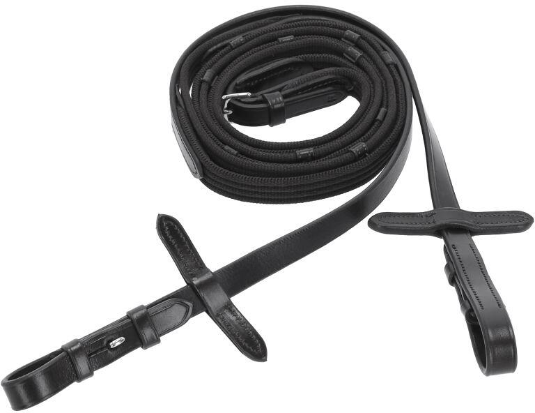 Schockemöhle SP Gummizügel mit Zaumhaken, black/silver, WB