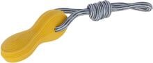 KERBL Pet Aqua TPR Dog Toy Bone with Throwing Rope, yellow, 15 x 6 cm
