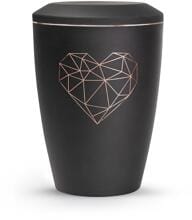 Urna per animali Völsing Karat Edition, cuore geometrico, velluto nero, 2,8 L