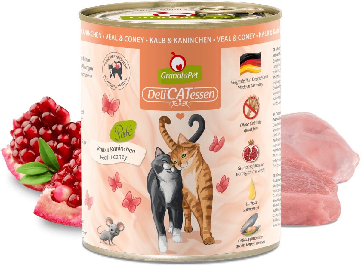 GranataPet DeliCATessen Nassfutter mit Kalb & Kaninchen, 6x800g