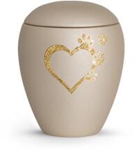 Urna per animali Völsing Verona Edition, Sparkling Star a forma di cuore con zampe dorate, velluto color champagne, 2,8 L