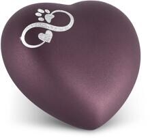Urna per animali Völsing Herz Edition, Sparkling Star Infinity Cuore/Zampa argento, velvet berry, 0,5 L