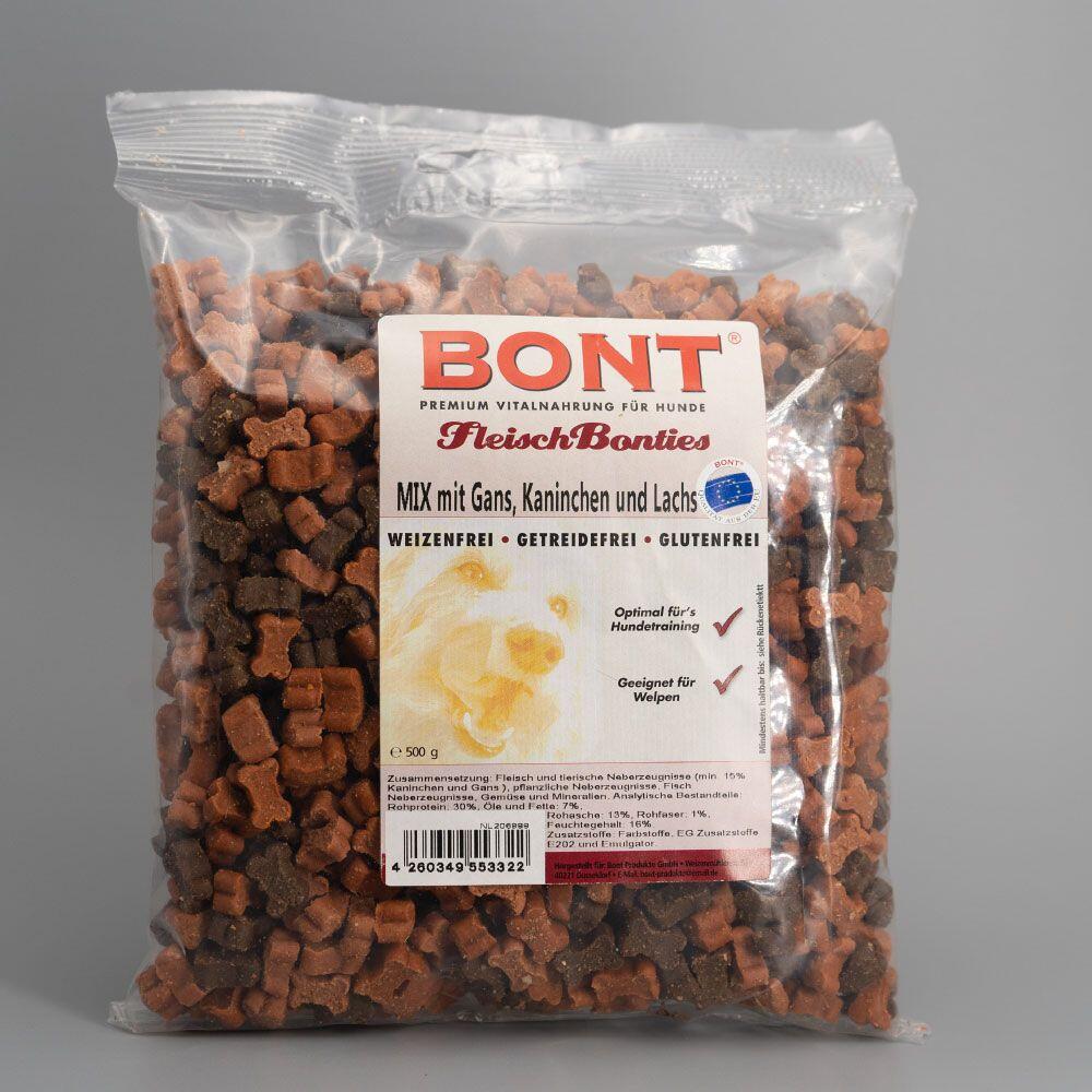 Bont Fleisch Bonties | Mix mit Gans, Kaninchen & Lachs | 500 g Hundesnacks