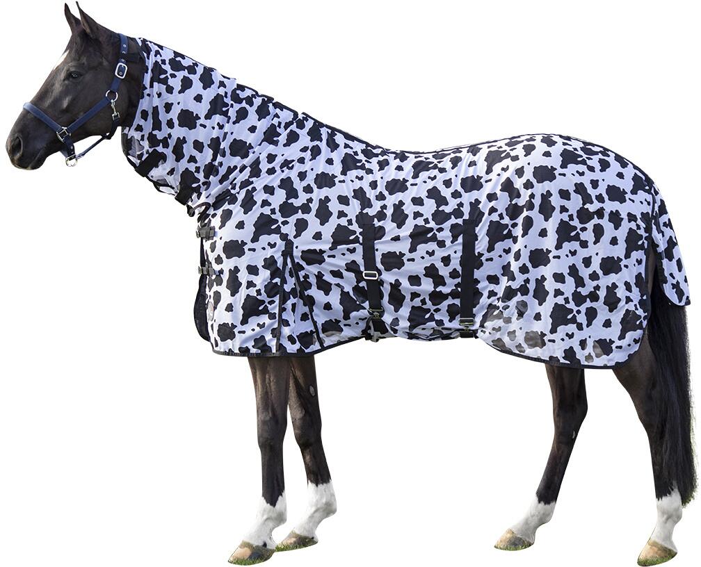 HKM Cow Fliegendecke mit Halsteil, schwarz/weiß, 115