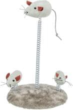 Topolini di peluche Trixie su piume a spirale, erba gatta, ø15x22cm