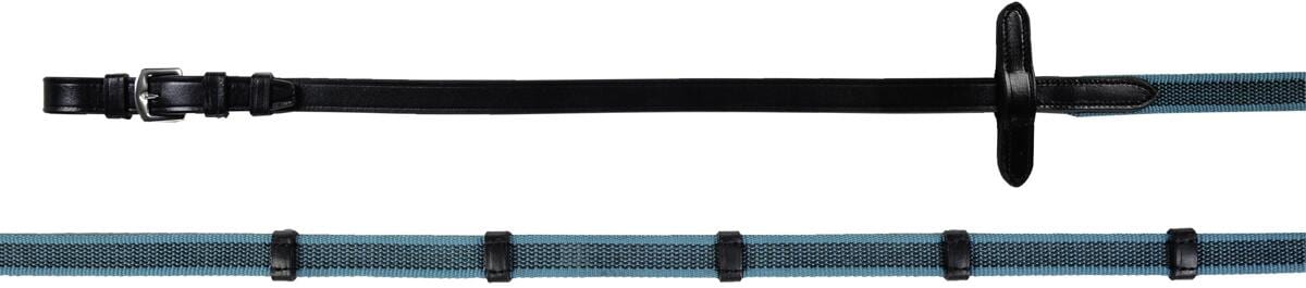 HKM Colour Gummizügel, durchwebt, schwarz/türkis, Pony